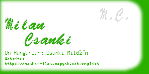 milan csanki business card